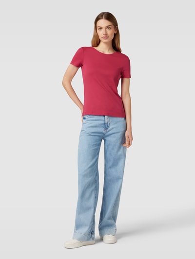 Montego T-shirt met ronde hals Neon roze - 1