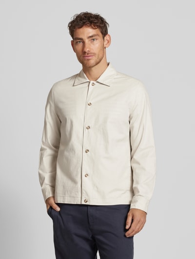 Marc O'Polo Loose fit overshirt van een mix van katoen en linnen Beige - 4