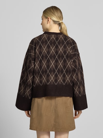 Neo Noir pullover in relaxed fit met wol Donkerbruin - 5