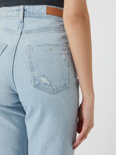 REVIEW Straight fit high waist jeans van katoen  Blauw - 3