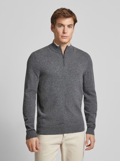 BOSS Gebreide pullover met opstaande kraag, model 'Emarlo' Middengrijs - 4