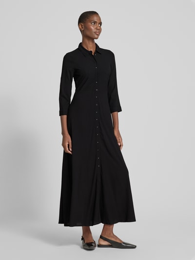 YAS Hemdblusenkleid aus Viskose mit Knopfleiste Black 1