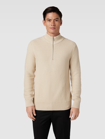 SELECTED HOMME Strickpullover mit Stehkragen und Reißverschluss Modell 'THIM' Offwhite 4