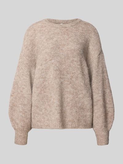 Produktfoto, Regular Fit Pullover mit Woll-Anteil Modell 'NELLIE' von ONLY, meliertes Beige, weiche Textur, Damen Pullover von ONLY