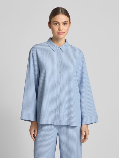 Jake*s Collection Relaxed Fit Bluse mit Strukturmuster Blau 4