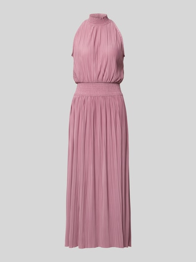 Produktfoto, różowe plisowane sukienka midi Plisseekleid mit Smok-Details Modell 'UMA' od Samsøe Samsøe, taliowany krój, materiał z domieszką stretchu