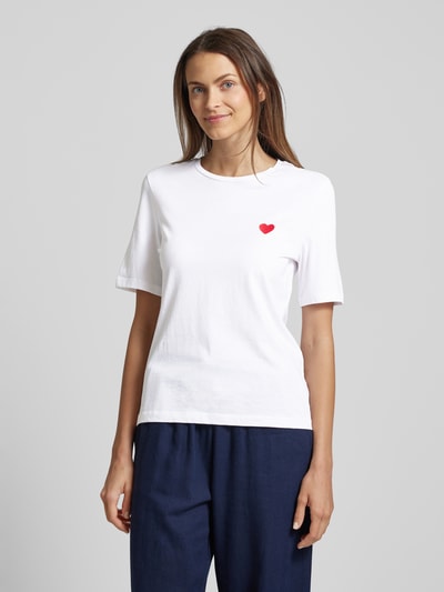 Montego T-shirt met motiefstitching Wit - 4