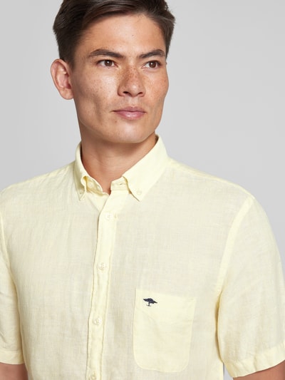 Fynch-Hatton Koszula casualowa z lnu z kołnierzykiem typu button down model ‘Summer’ Jasnożółty 3