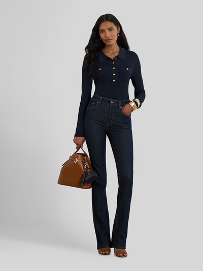 Lauren Ralph Lauren Slim Fit Langarmshirt aus Viskose-Mix mit Knöpfen Marine 1