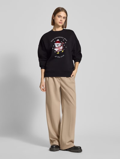 LeGer by Lena Gercke Sweatshirt met motiefstitching, model 'Viola' Zwart - 1