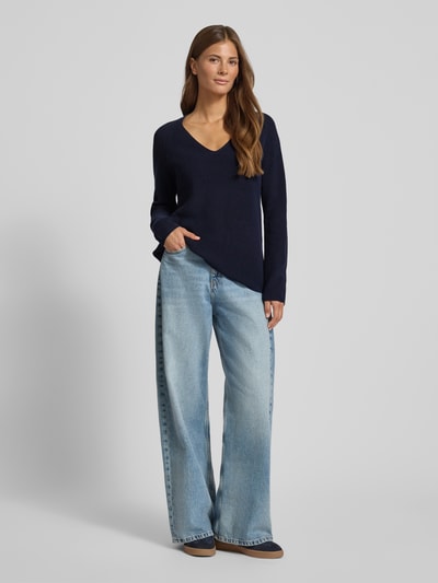 s.Oliver RED LABEL Regular fit gebreide pullover van katoenmix Marineblauw - 1