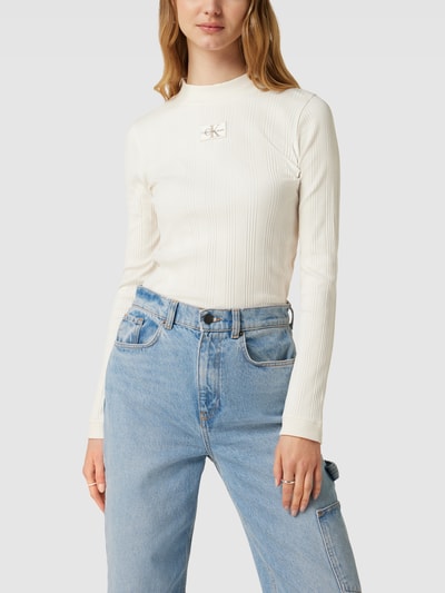 Calvin Klein Jeans Longsleeve mit Strukturmuster Offwhite 4