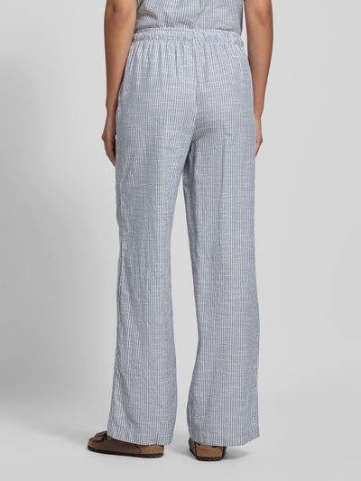 Pieces Wide leg broek van een mix van katoen en linnen, model 'APIA' Bleu - 5