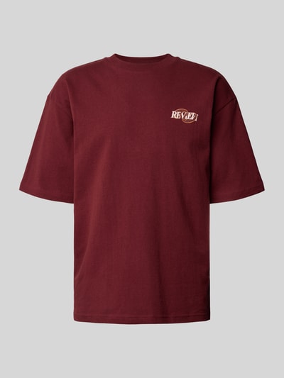 REVIEW Oversized T-shirt met labelprint en ronde hals Roestrood - 2