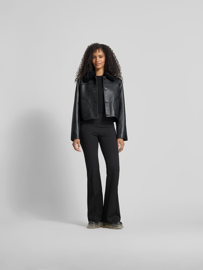 Self-Portrait Cropped Jacke mit Umlegekragen Black 1