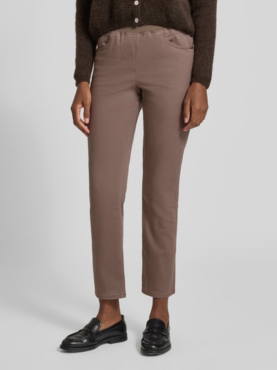 Raphaela By Brax Stoffen broek met elastische band, model 'PAMINA' Taupe - 4