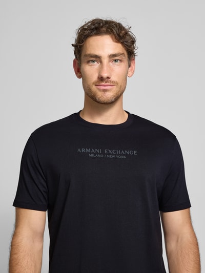 ARMANI EXCHANGE T-shirt z nadrukiem z logo Granatowy 3