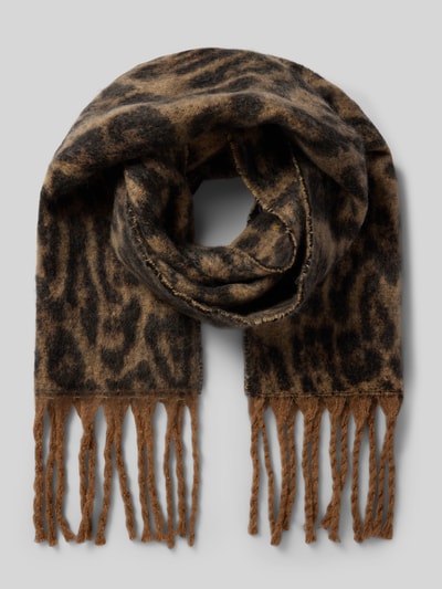 Smith and Soul Szal z mieszanki wiskozy i wełny z frędzlami Camel 1