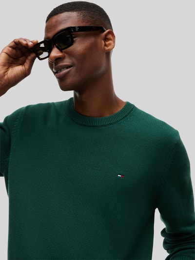 Tommy Jeans Sweter o kroju slim fit z czystej bawełny Ciemnozielony 3