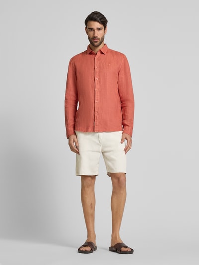 BOSS Orange Tapered Fit Leinenshorts mit elastischem Bund Sand 1