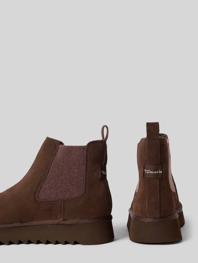Tamaris Boots aus Rindsnappa mit Profilsohle Dunkelbraun 2