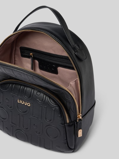 Liu Jo White Rucksack mit Label-Strukturmuster Black 5