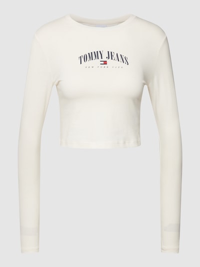 Tommy Jeans Cropped Longsleeve mit Label-Print Weiß 2