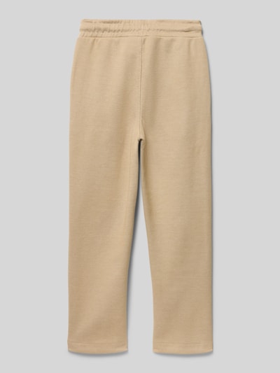 Produktfoto, Straight Fit Sweatpants mit Strukturmuster von Blue Seven aus Baumwoll-Mix in Beige, Elastischer Bund, Eingrifftaschen, Komplettansicht.