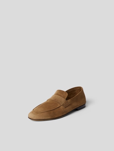 Officine Creative Penny Loafer aus Veloursleder Mittelbraun 2