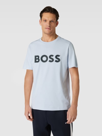 BOSS Green T-Shirt mit Label-Print Rauchblau 4