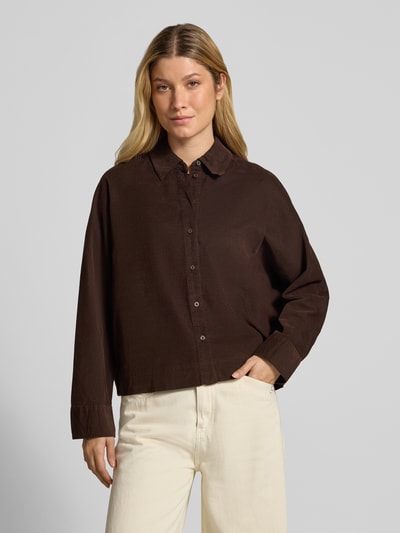 s.Oliver RED LABEL blouse met lange mouwen van corduroy met vleermuismouwen Donkerbruin - 4