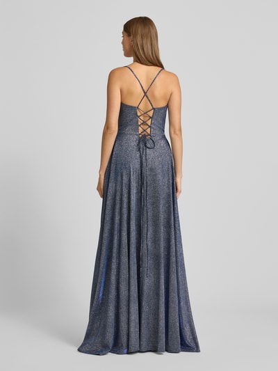 Luxuar Avondjurk met spaghettibandjes Blauw - 5