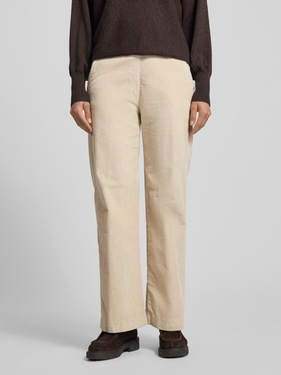 Raphaela By Brax Spodnie sztruksowe o kroju slim fit z elastycznym pasem model ‘Pam Flared’ Écru 4