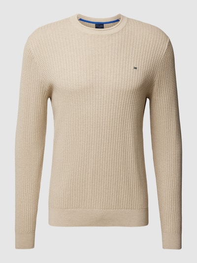 Christian Berg Men Strickpullover mit Strukturmuster Sand Melange 2