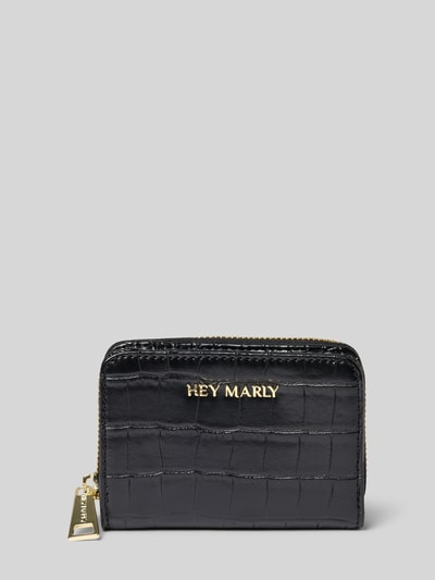 Hey Marly Portemonnee met ritsvak, model 'Sleek Petite Croco' Zwart - 1