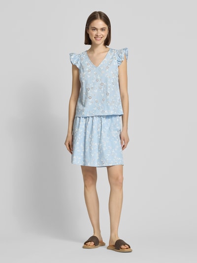 PIECES Regular Fit Blusentop aus reiner Baumwolle Modell 'BANNA' Hellblau 1