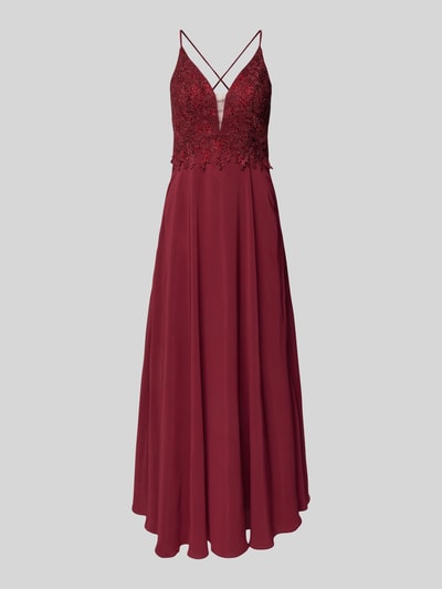 Luxuar Abendkleid mit Spitzenbesatz Bordeaux 2