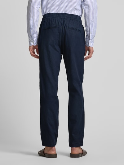 Matinique Regular fit linnen broek met elastische band, model 'barton' Marineblauw - 5