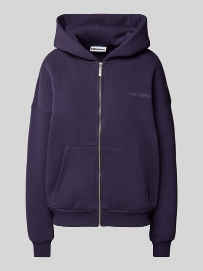 Review Sweatjacke mit Label-Schriftzug Purple 1