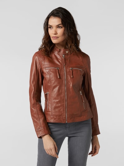 Cabrini Leren jas in bikerlook  Cognac - 4