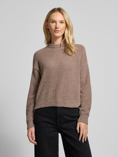 Jake*s Casual Oversized Strickpullover mit gerippten Abschlüssen Taupe 4