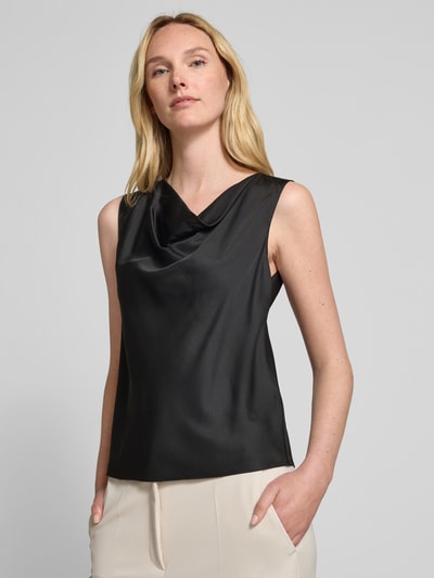 BOSS Regular Fit Seidenblusentop mit Wasserfall-Ausschnitt Black 3