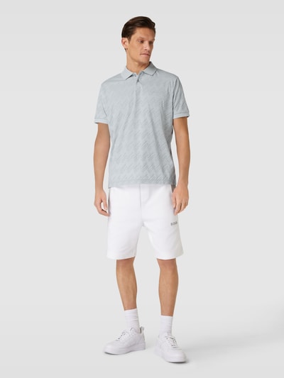 BOSS Green Regular fit poloshirt met all-over motief, model 'Pirax' Lichtgrijs - 1