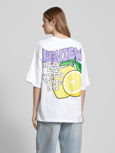 Review Oversized T-Shirt mit Label-Print Weiss 5