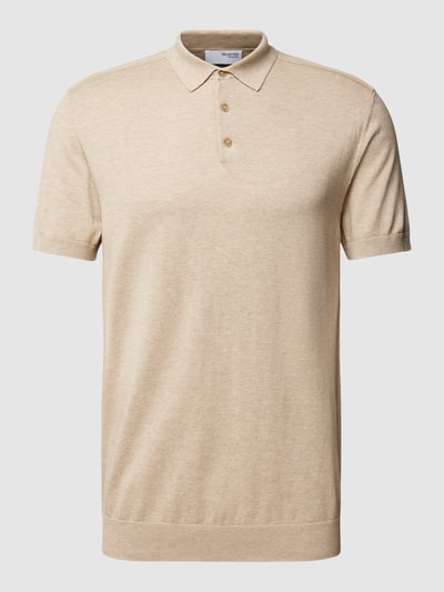 SELECTED HOMME Poloshirt met korte knoopsluiting, model 'BERG' Beige gemêleerd - 2