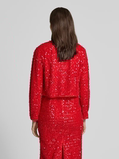 Marc Cain Regular fit blazer met pailletten en strik Rood - 5