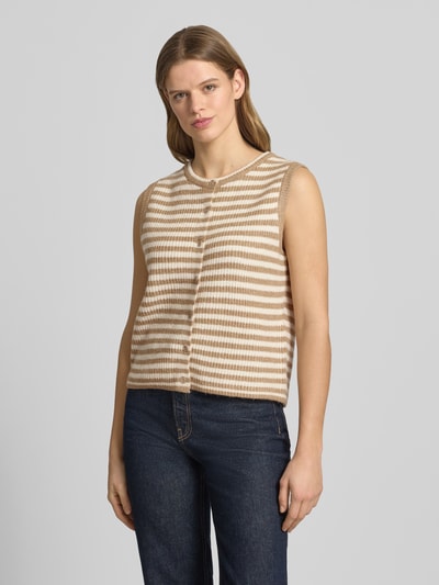 PIECES Regular Fit Strickweste mit Woll-Anteil Modell 'MALOU' Beige 4