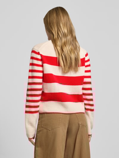 Marc O'Polo Regular fit gebreide pullover van zuivere scheerwol Lichtrood - 5