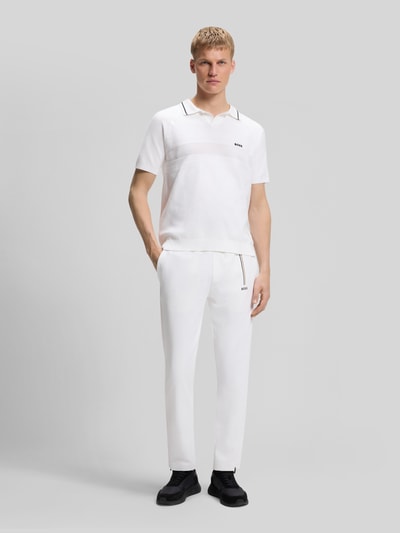 BOSS Green Regular Fit Poloshirt aus Strick Weiss 1