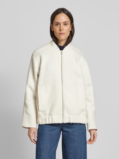 Tom Tailor Denim Loose Fit Bomberjacke aus Bouclé mit seitlichen Leistentaschen Offwhite 4